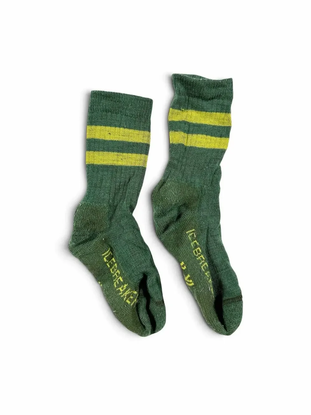 Icebreaker Kids Merino Wool Striped Crew Socks Green Size XL shoe 2-4